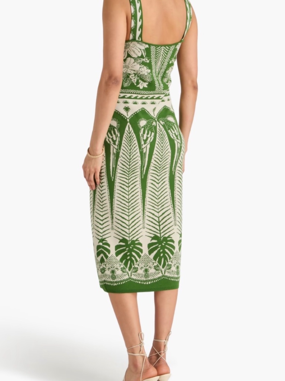 FARM Rio Macaw Jacquard Sweater Dress in Macaw Elegance Off-White - Picture 2 of 4